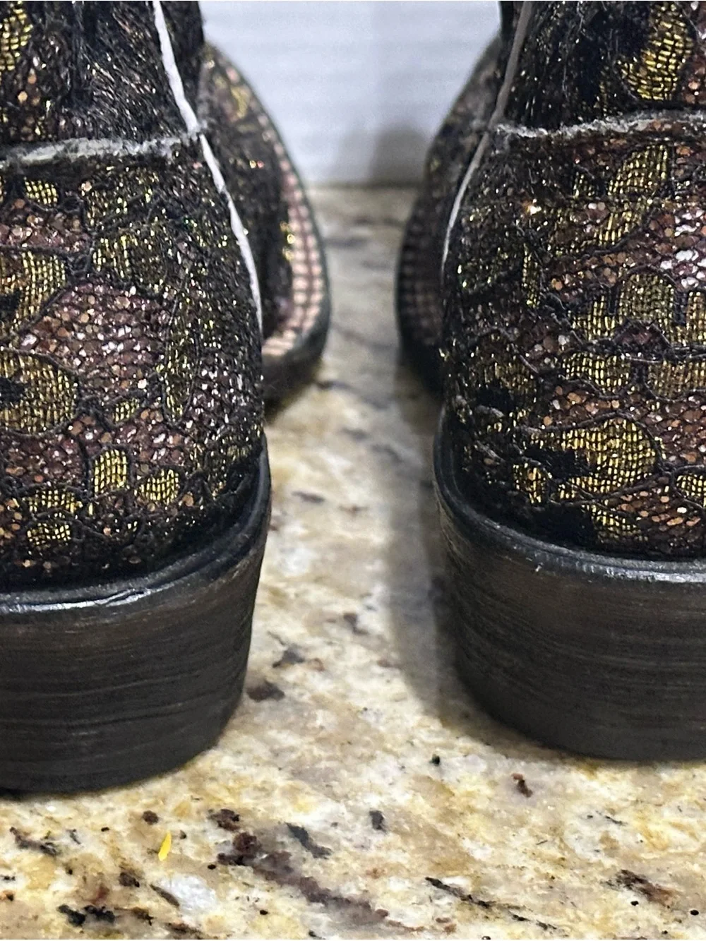 Girls Metallic Gold & Black Floral Western Boots Tanner mark size 4 mex size 21